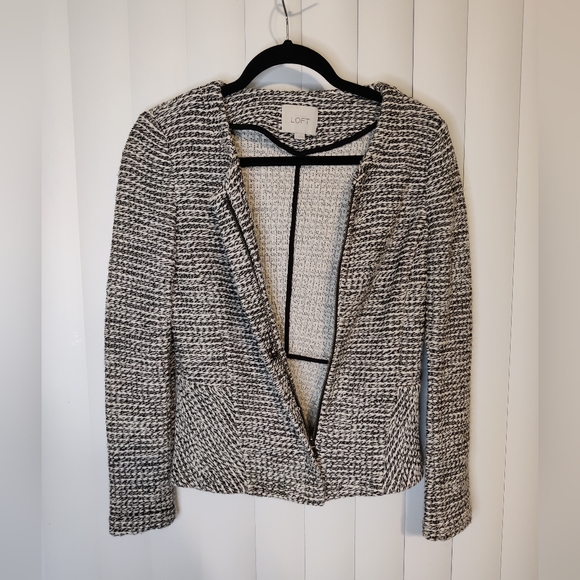 Loft Black and White Knit Jacket/Blazer Size Small - Picture 2 of 4